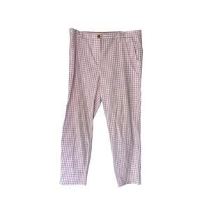 Talbots Relaxed Chino Pants Purple White Gingham Office‎ Straight Leg Size 14